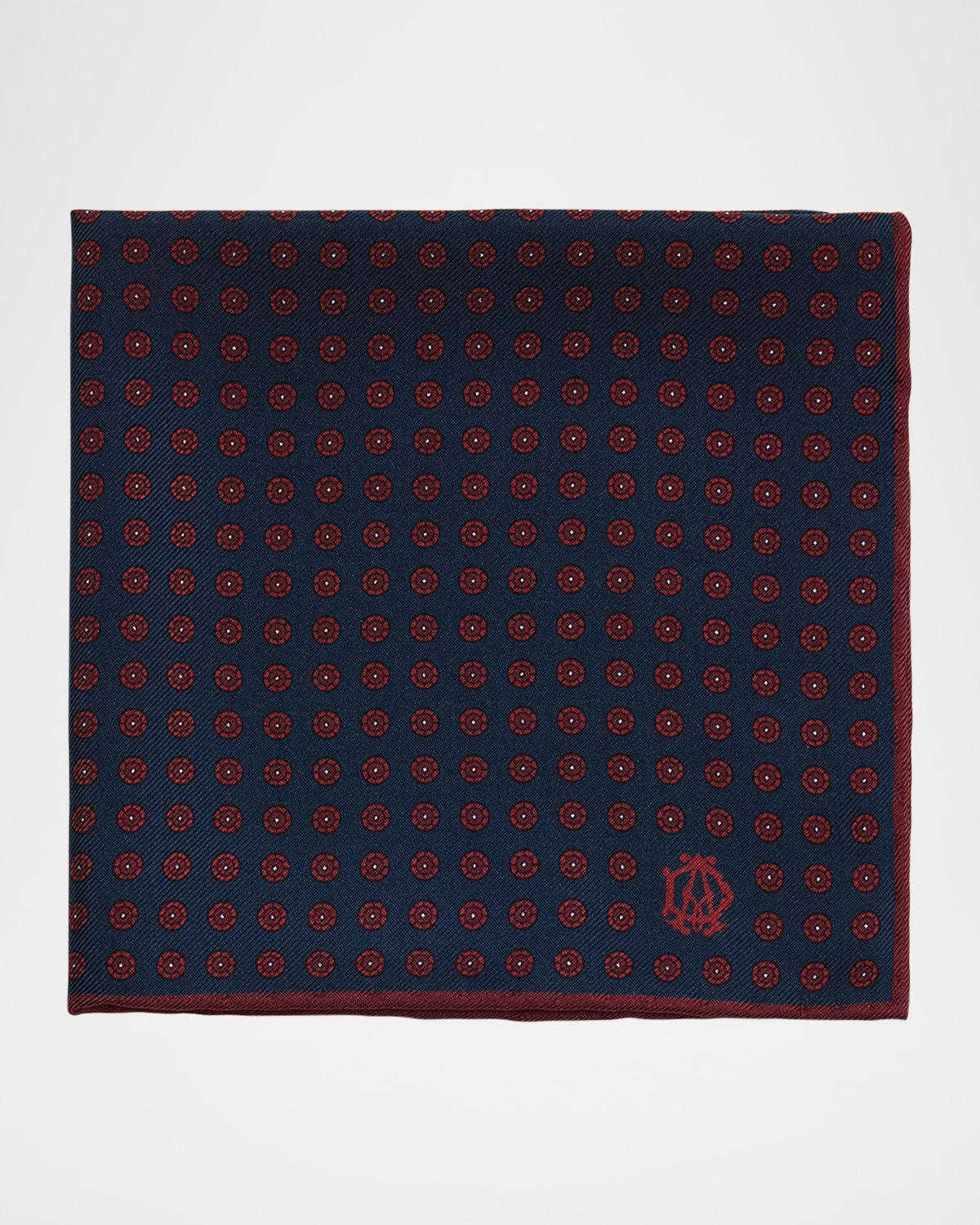 Mens Pedal-Print Mulberry Silk Pocket Square Product Image