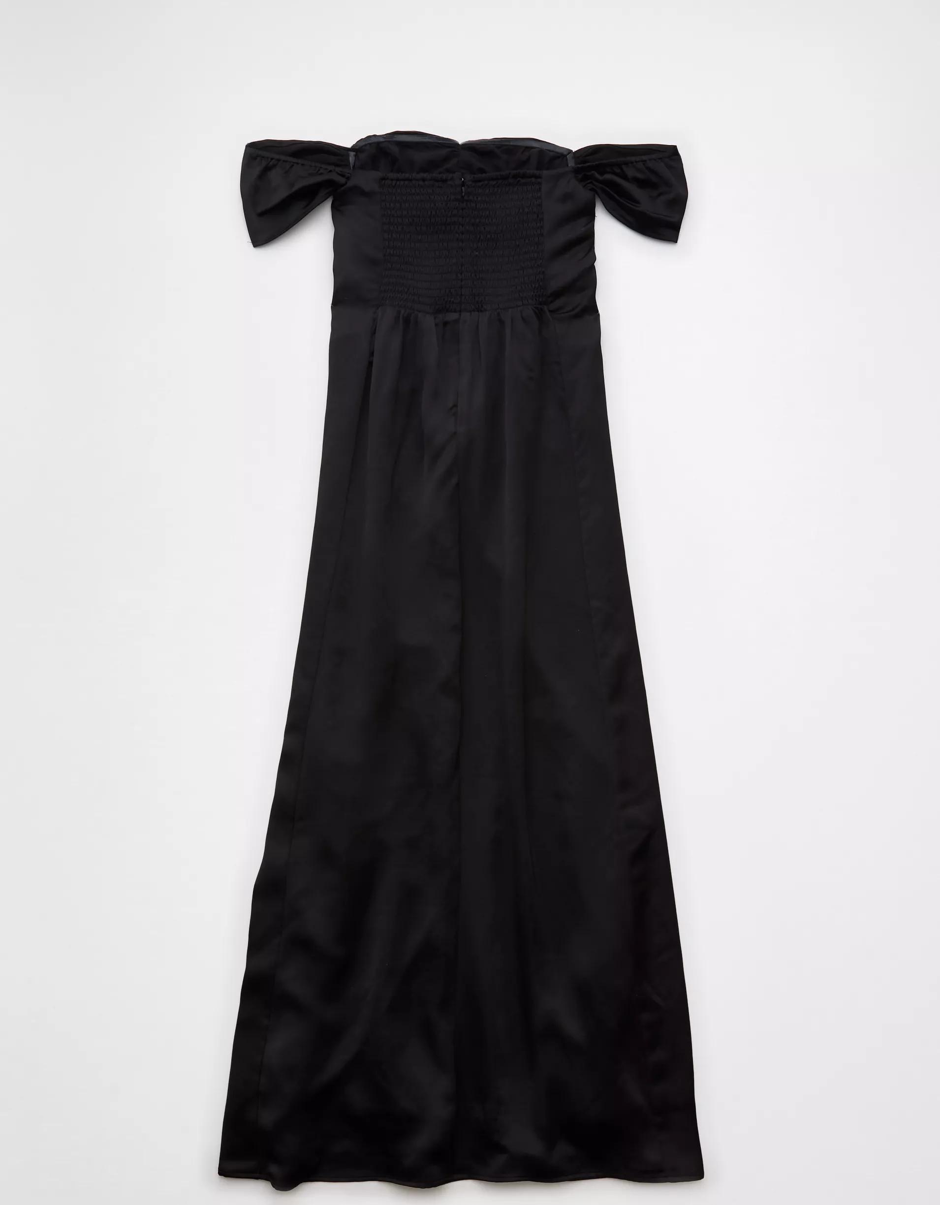 AE Satin Sweetheart Off-The-Shoulder Maxi Dress Product Image