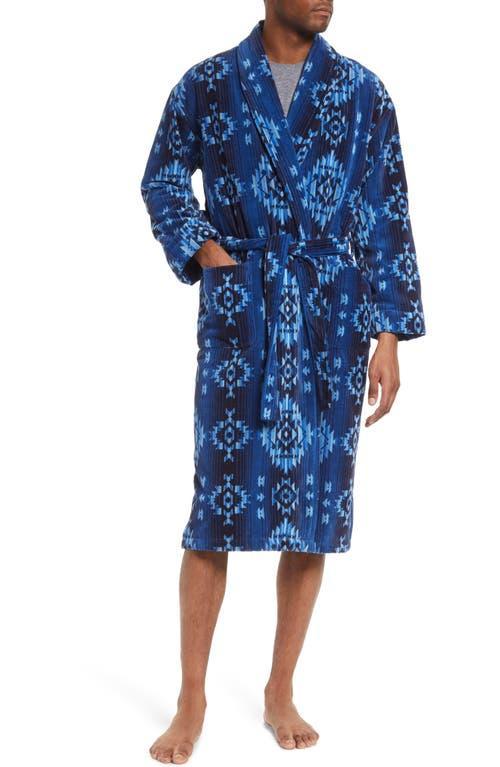 Majestic International Men's Gifted Cotton Terry Velour Robe in Blue at Nordstrom, Size Small Product Image