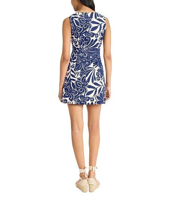 The Good Journey Floral Print Linen Blend Square Neck Sheath Mini Dress Product Image