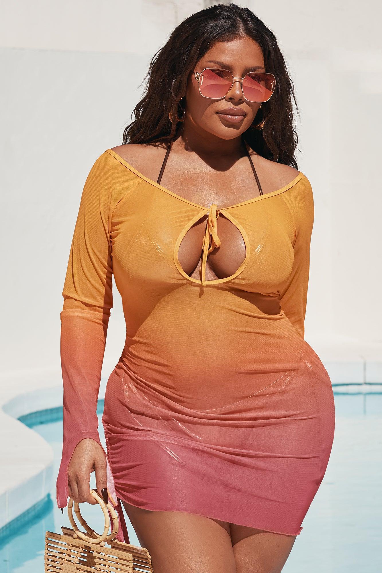 Artemis Ombre Cover Up Mini Dress - Red/combo Product Image