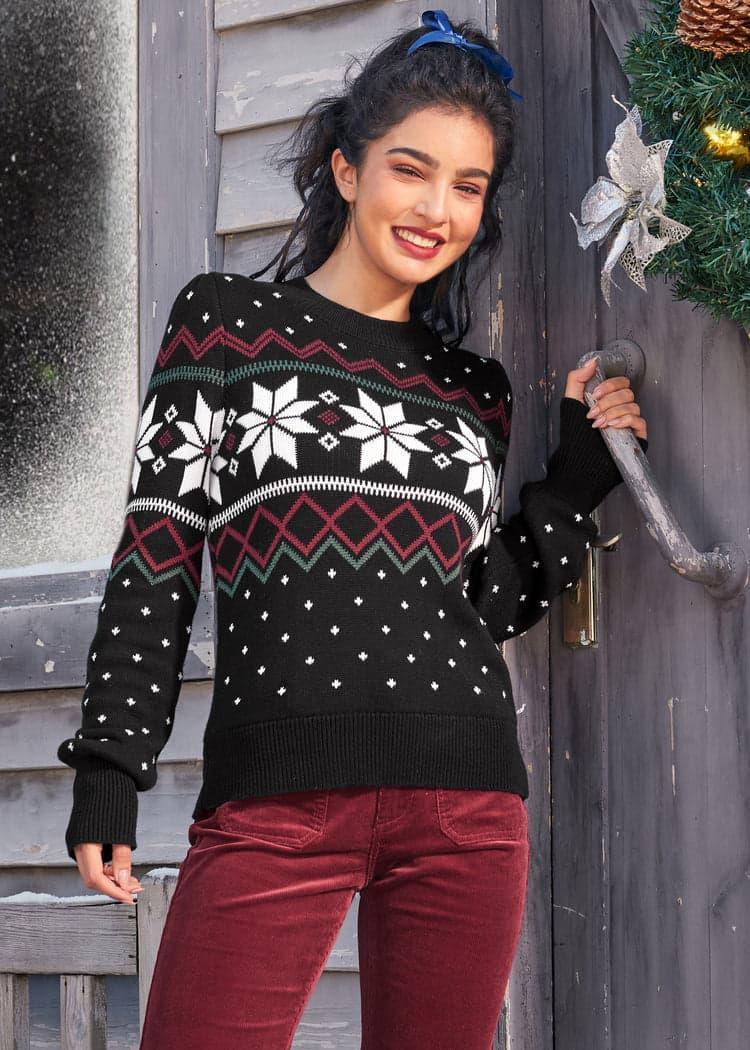 Whimsical Winter Puff Shoulder Sweater Product Image