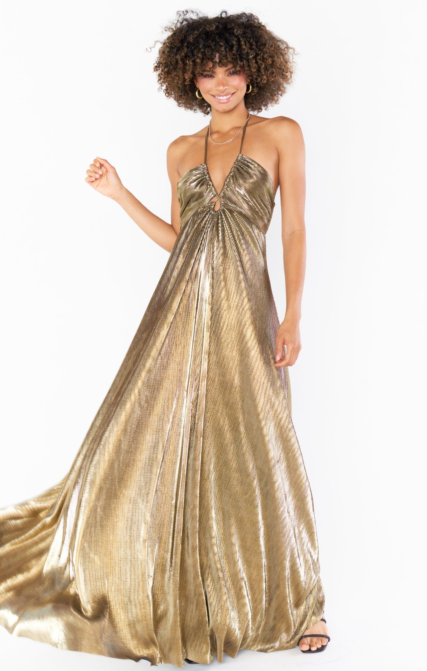 Paros Maxi Dress ~ Pleated Gold Product Image