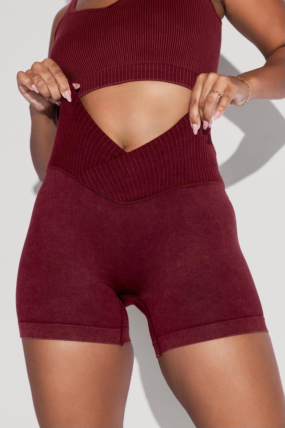 Crisscross Hourglass® Seamless Midi Shorts - Garnet Product Image