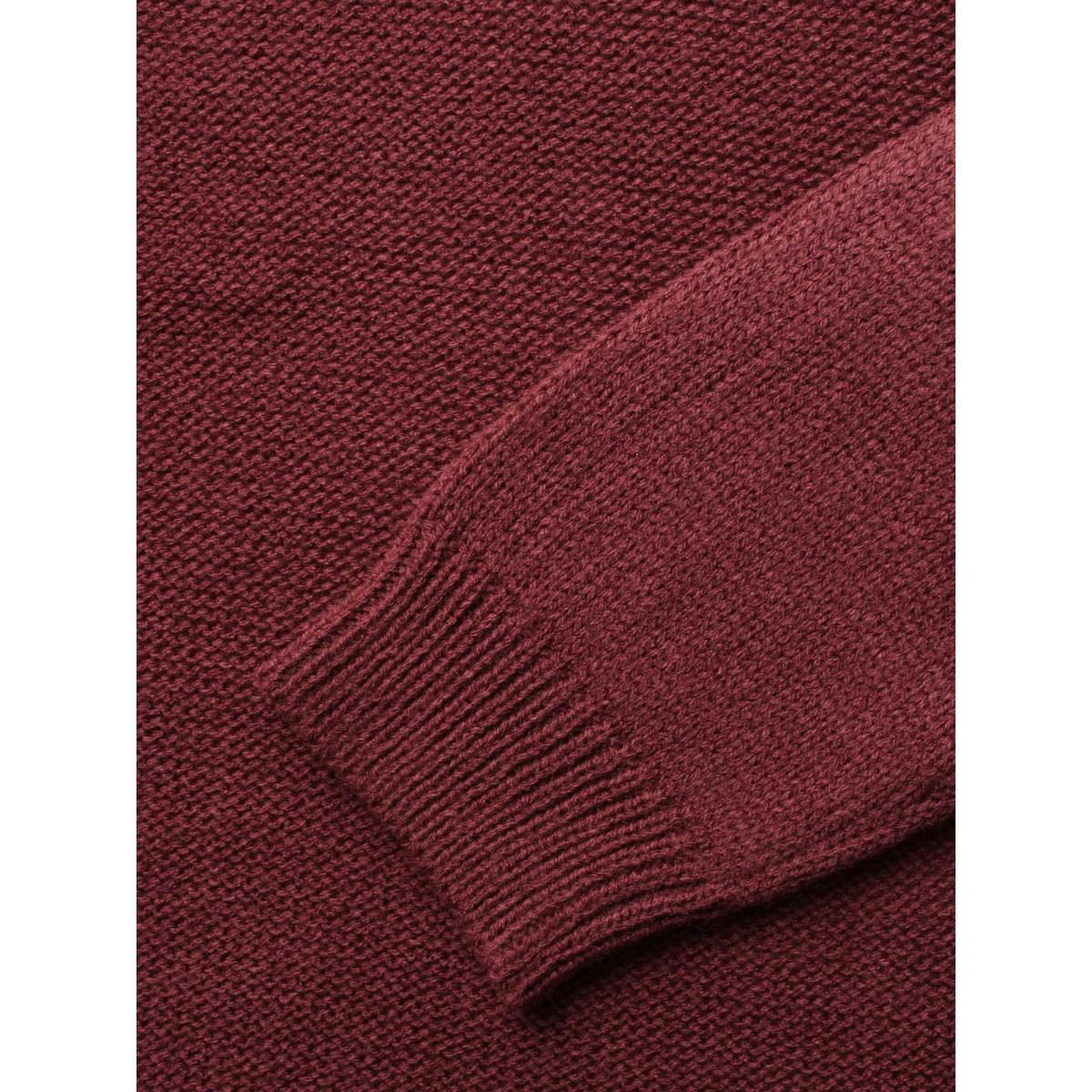 Plus Size Texture Turtleneck Slit Front Pullover Deepred Women Casual Long Sleeve Turtleneck Everyday Pullovers BloomChic 18-20/2X Product Image