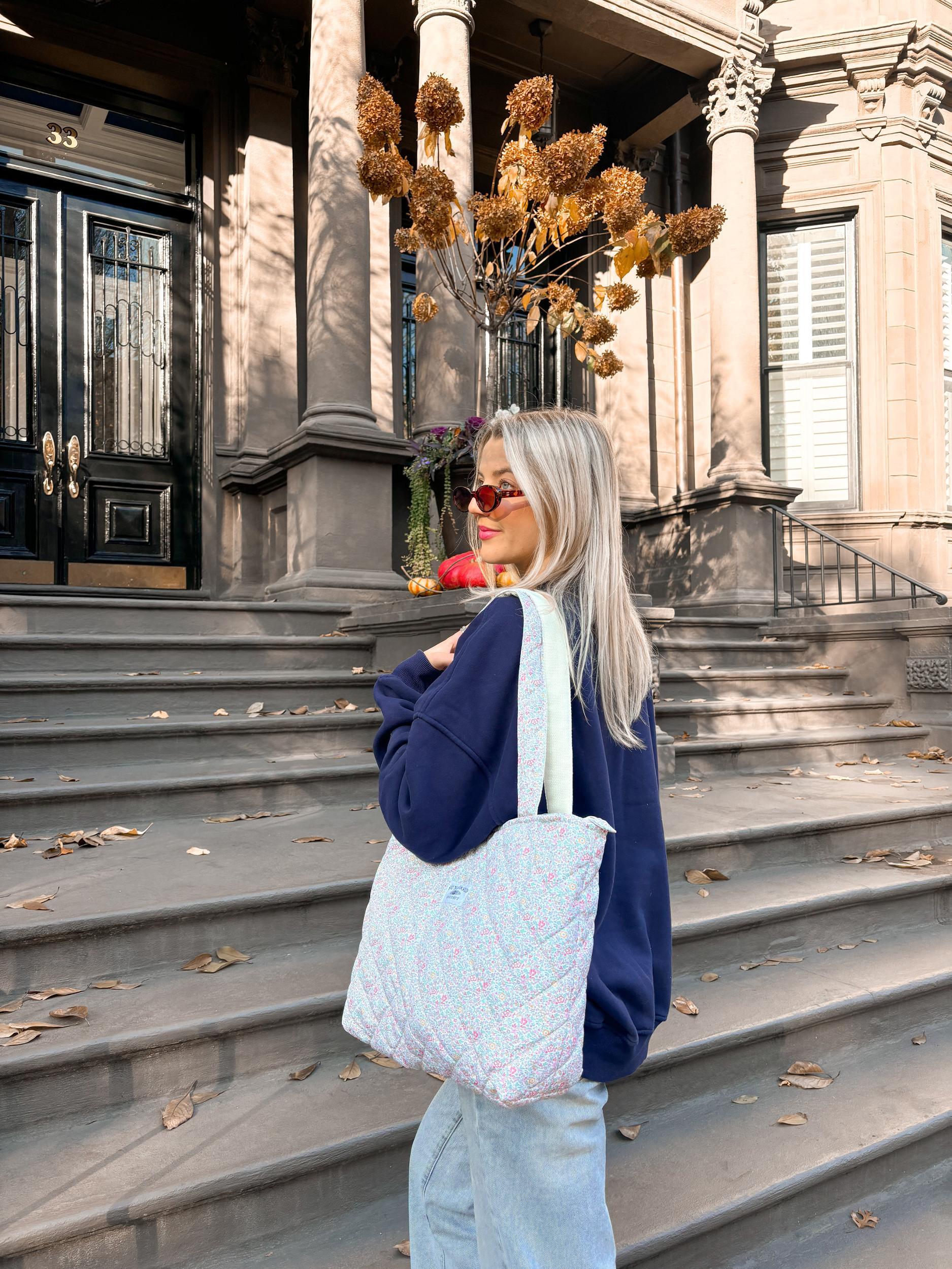 Floral Day In The Park Handmade Tote Zipper Bag Girls Product Image