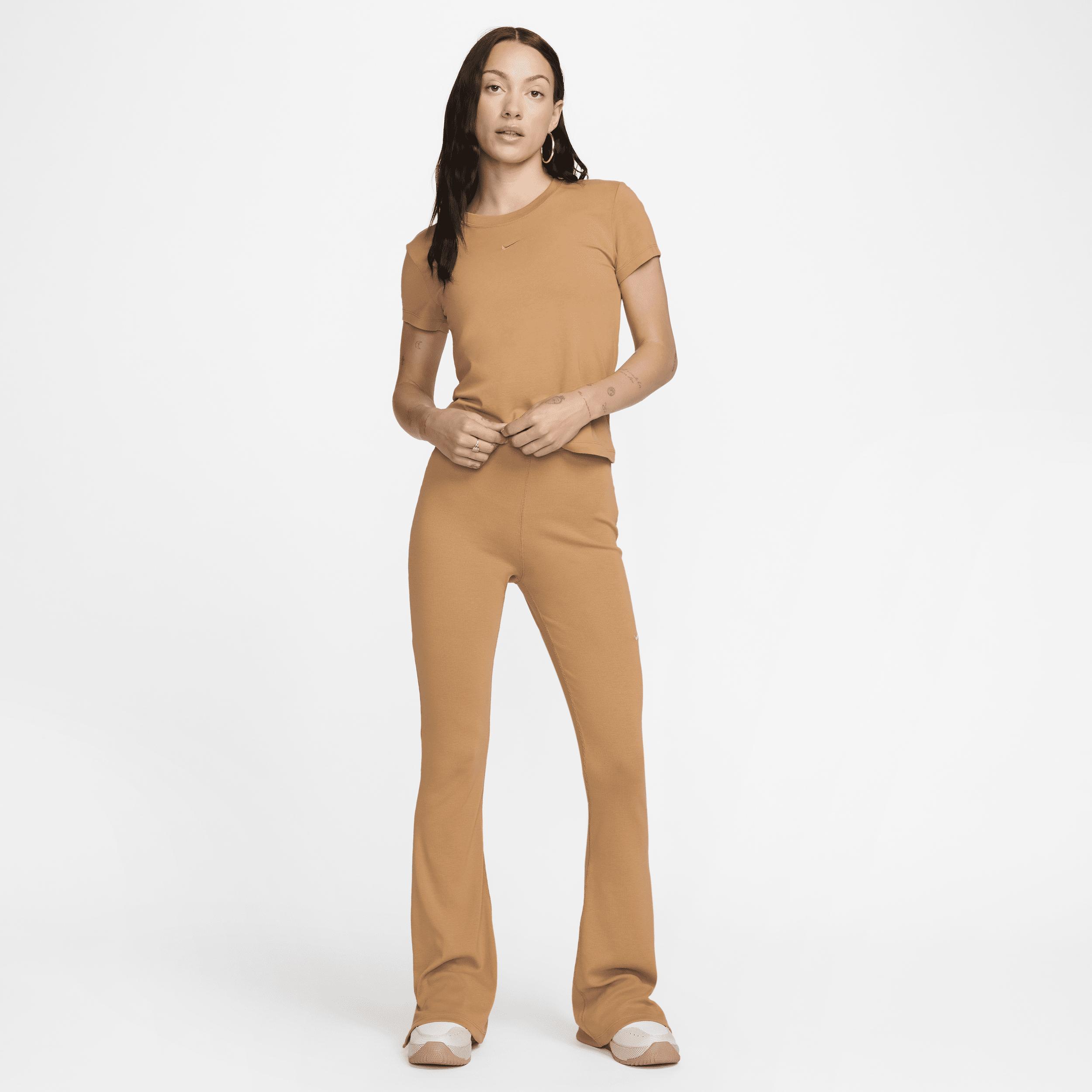 Women's Nike Sportswear Chill Swoosh Knit Tee, Size: XXL, Flax Product Image