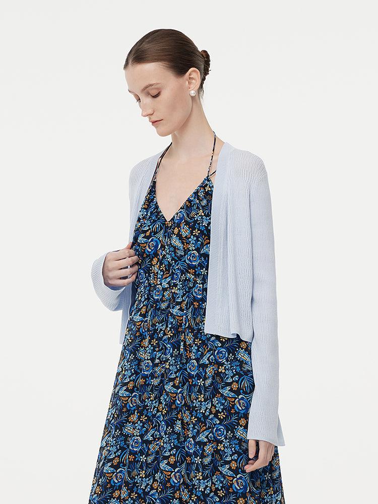 Tencel Stretch Women V-Neck Cardigan Product Image