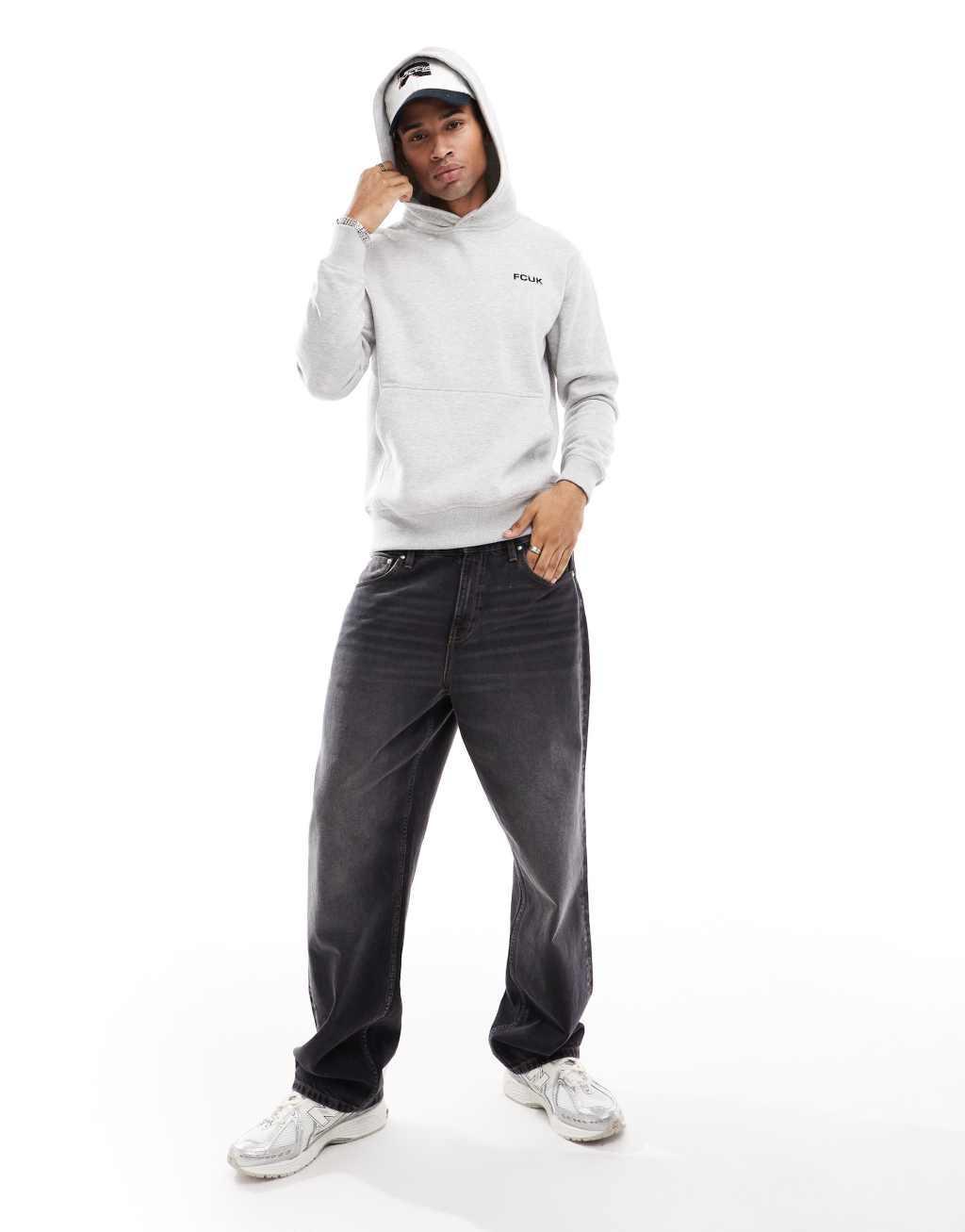 French Connection relaxed hoodie with logo in gray Product Image