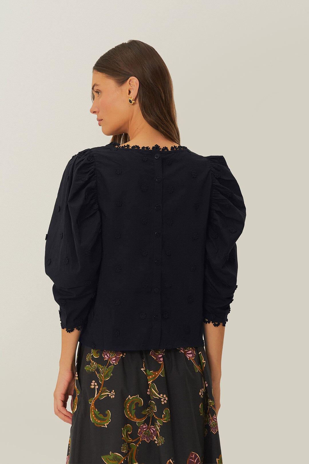 Black 3D Flowers Blouse, BLACK / M Product Image