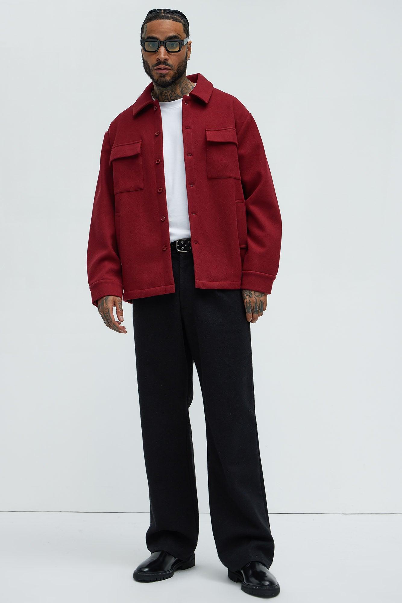 Ballou Pocket Overshirt - Burgundy Product Image