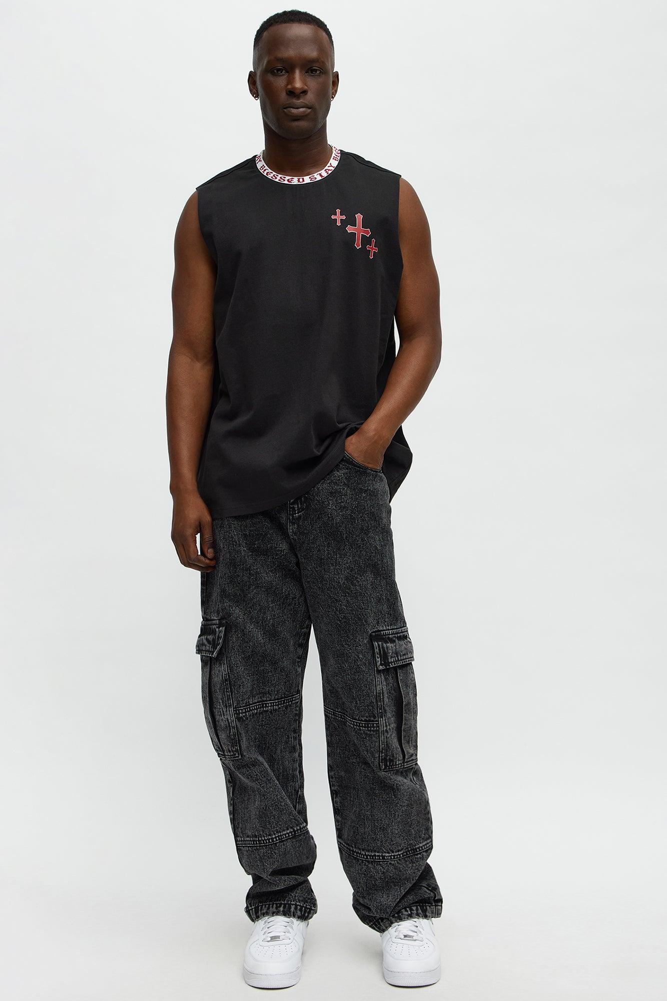 Muscle Stay Blessed Tank - Black Product Image