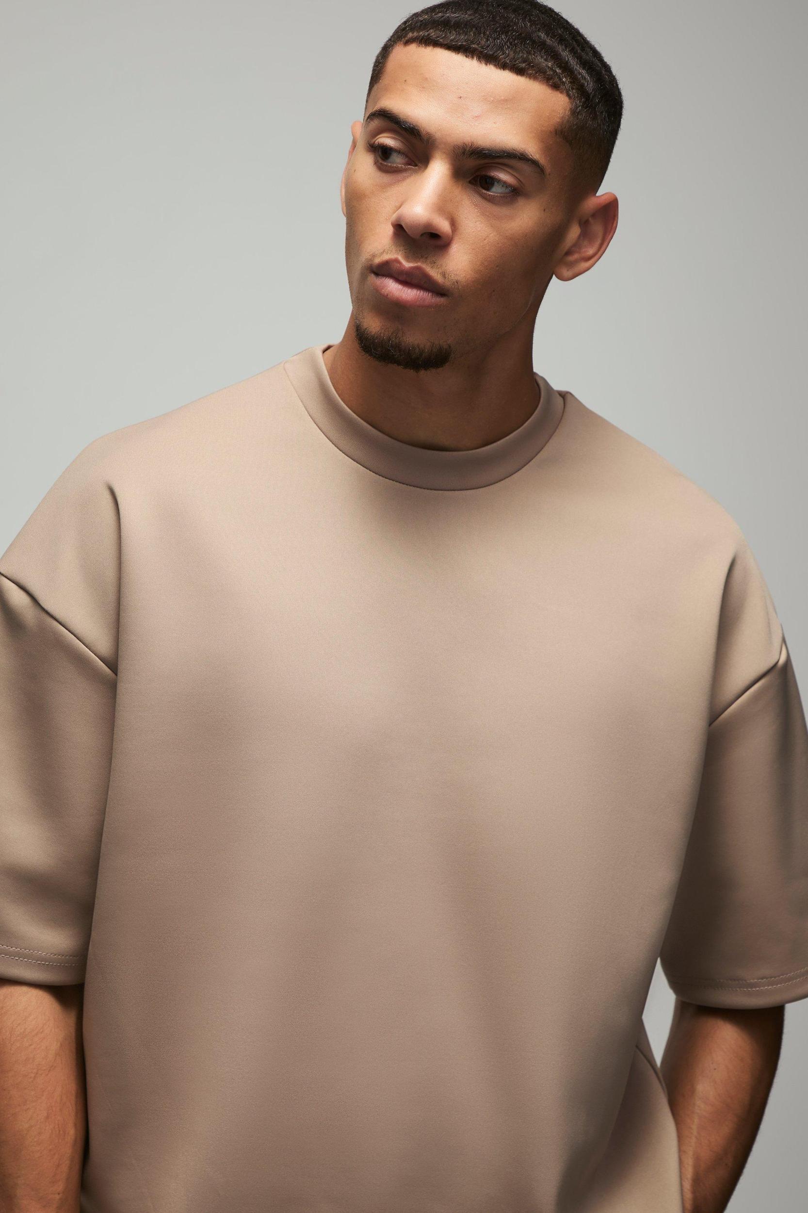 Oversized Boxy Extended Neck Scuba T-Shirt | boohooMAN USA Product Image