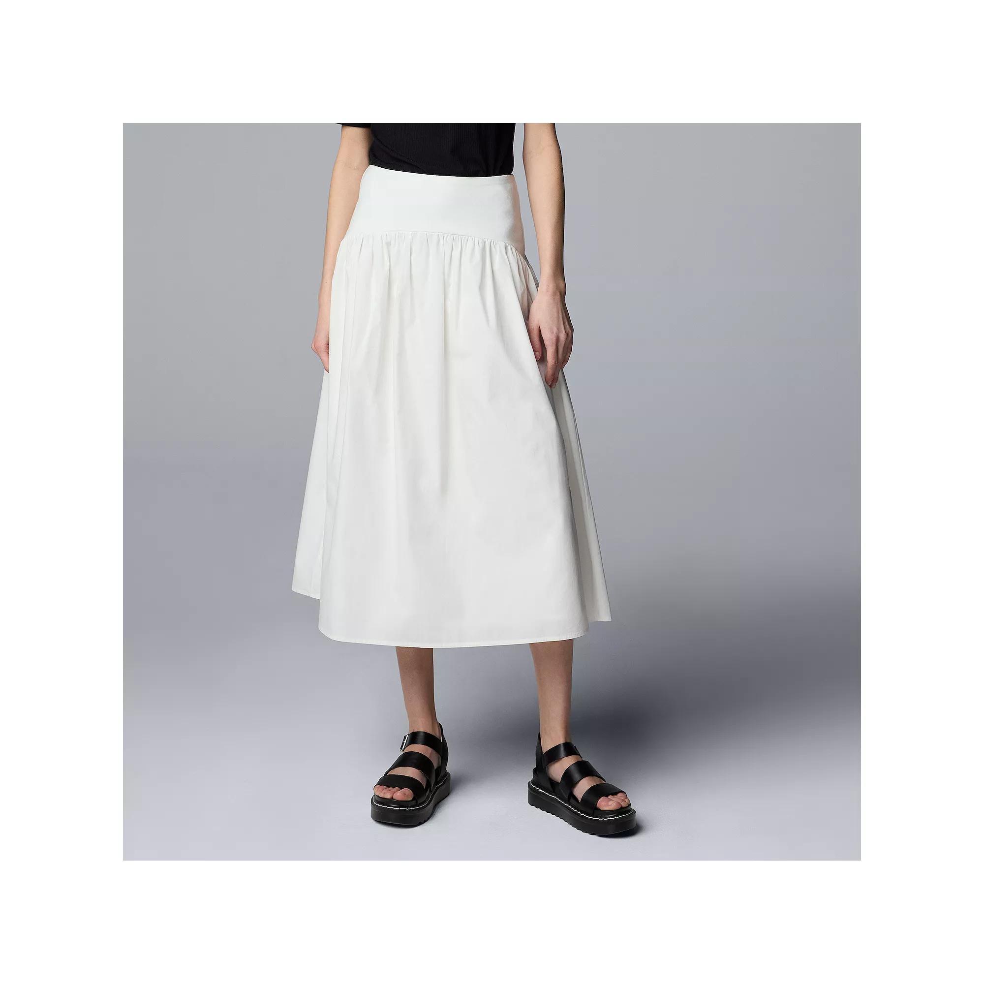 Petite Simply Vera Vera Wang Mixed Media Skirt, Women's, Size: Large Petite, White Milk Product Image