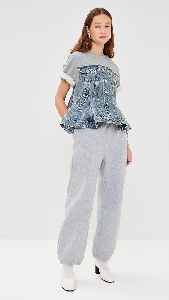 3.1 Phillip Lim Flounce Hybrid Denim Top with French Terry Combo | Shopbop Product Image