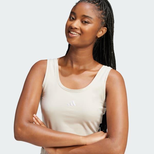 Womens adidas Essentials Small Logo Slim-Fit Sportswear Tank Top Green Strata White Product Image