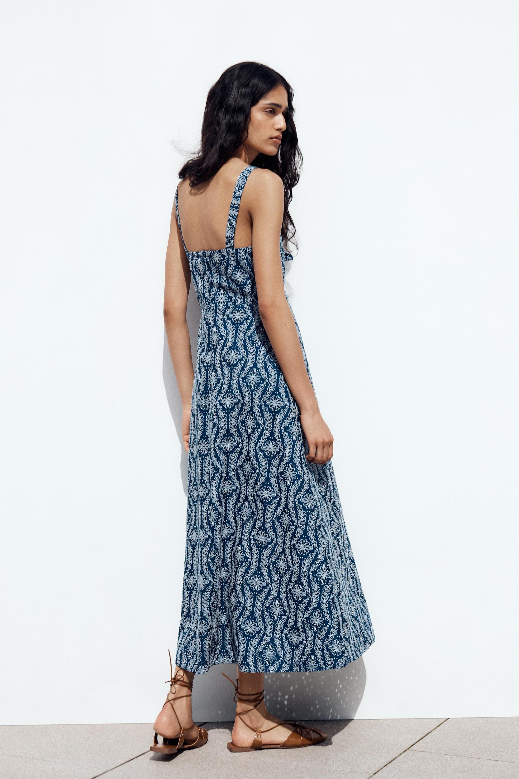 RUBBERIZED OPENWORK EMBROIDERY MIDI DRESS Product Image