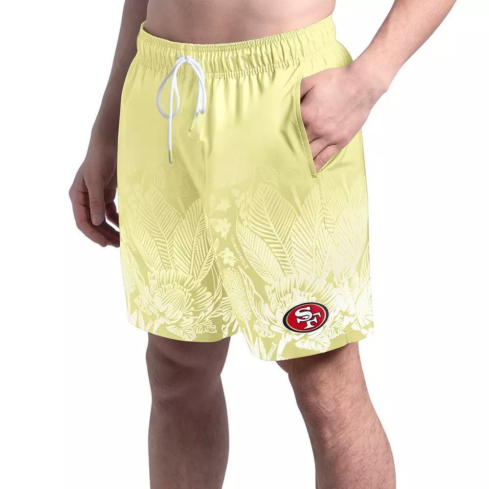 Men's Margaritaville  Yellow San Francisco 49ers Lagoon Fiesta Swim Shorts, Size: Large Product Image