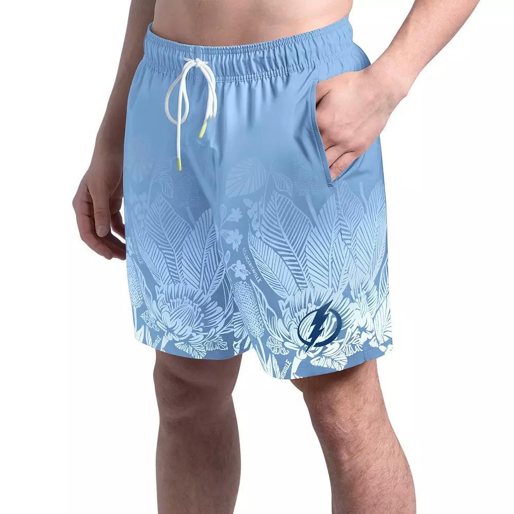 Men's Margaritaville  Blue Tampa Bay Lightning Lagoon Fiesta Swim Short, Size: Small, Lgh Blue Product Image