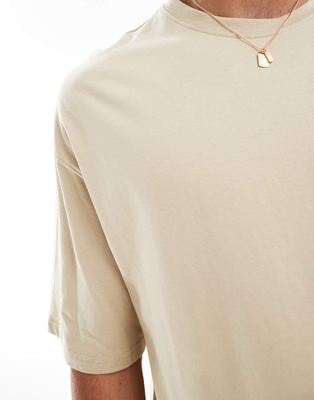 Jack & Jones super oversized T-shirt in beige Product Image