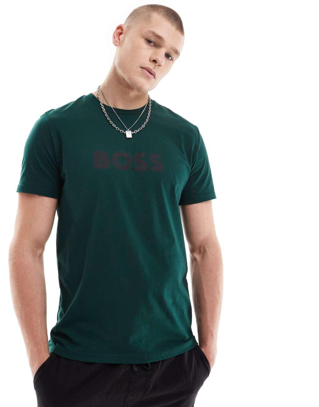 BOSS Swimwear t-shirt in forest green Product Image
