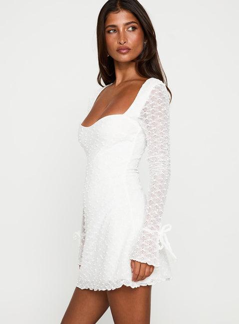 Dalzine Long Sleeve Mini Dress White Product Image
