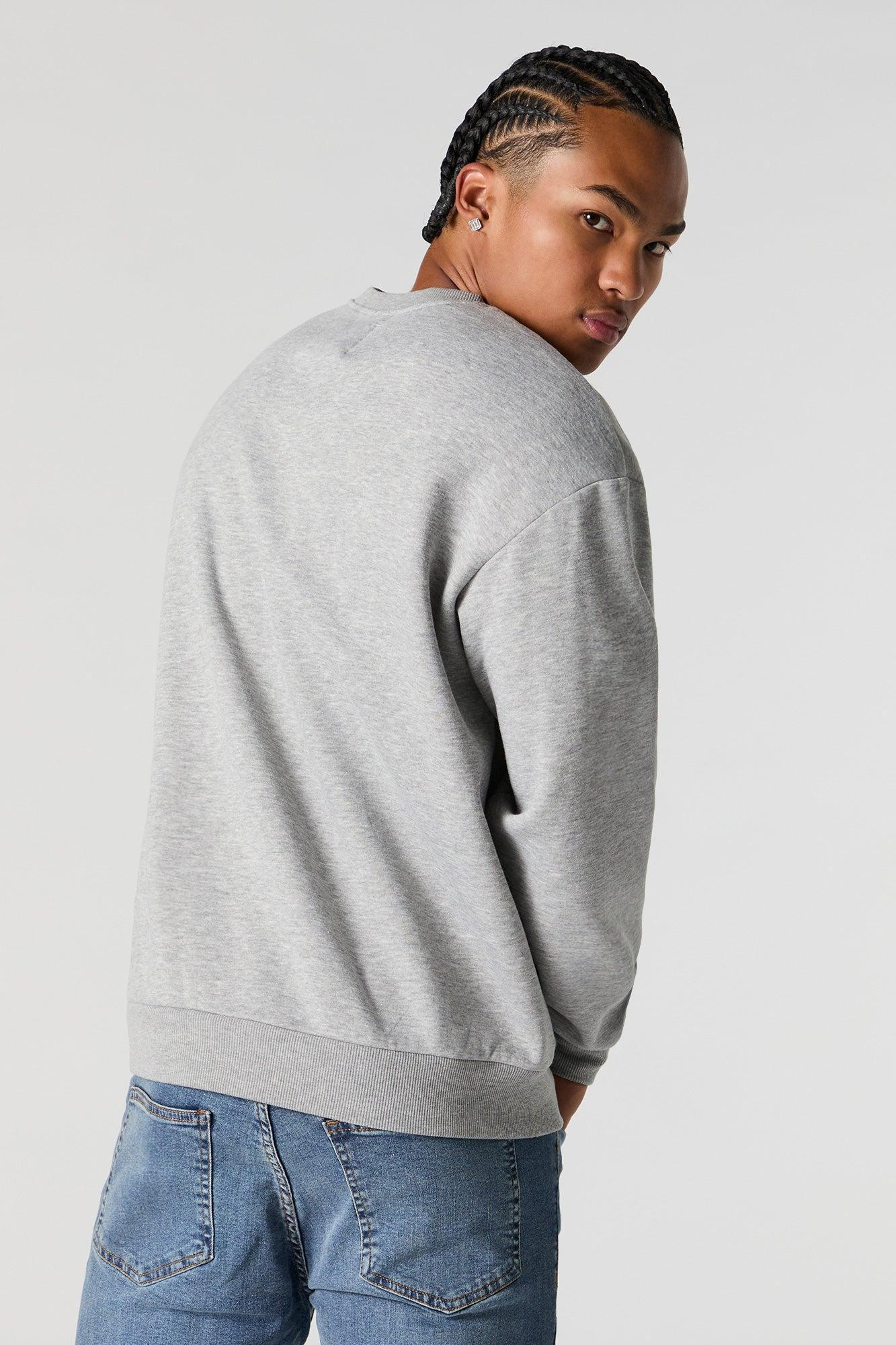 Solid Fleece Crewneck Sweatshirt Male Product Image