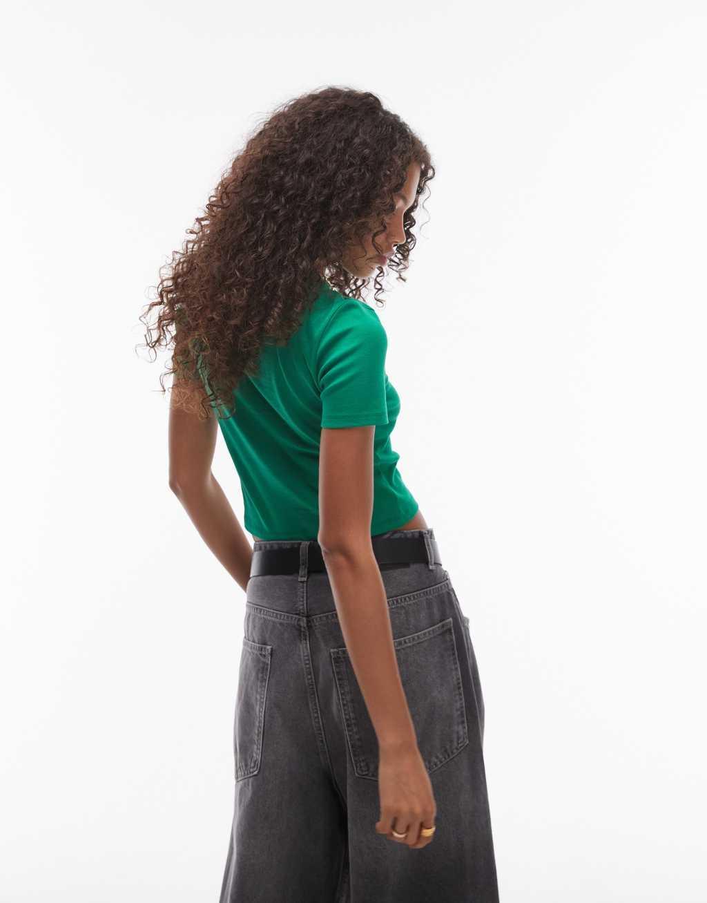 Topshop shrunken everyday tee in bright green  Product Image