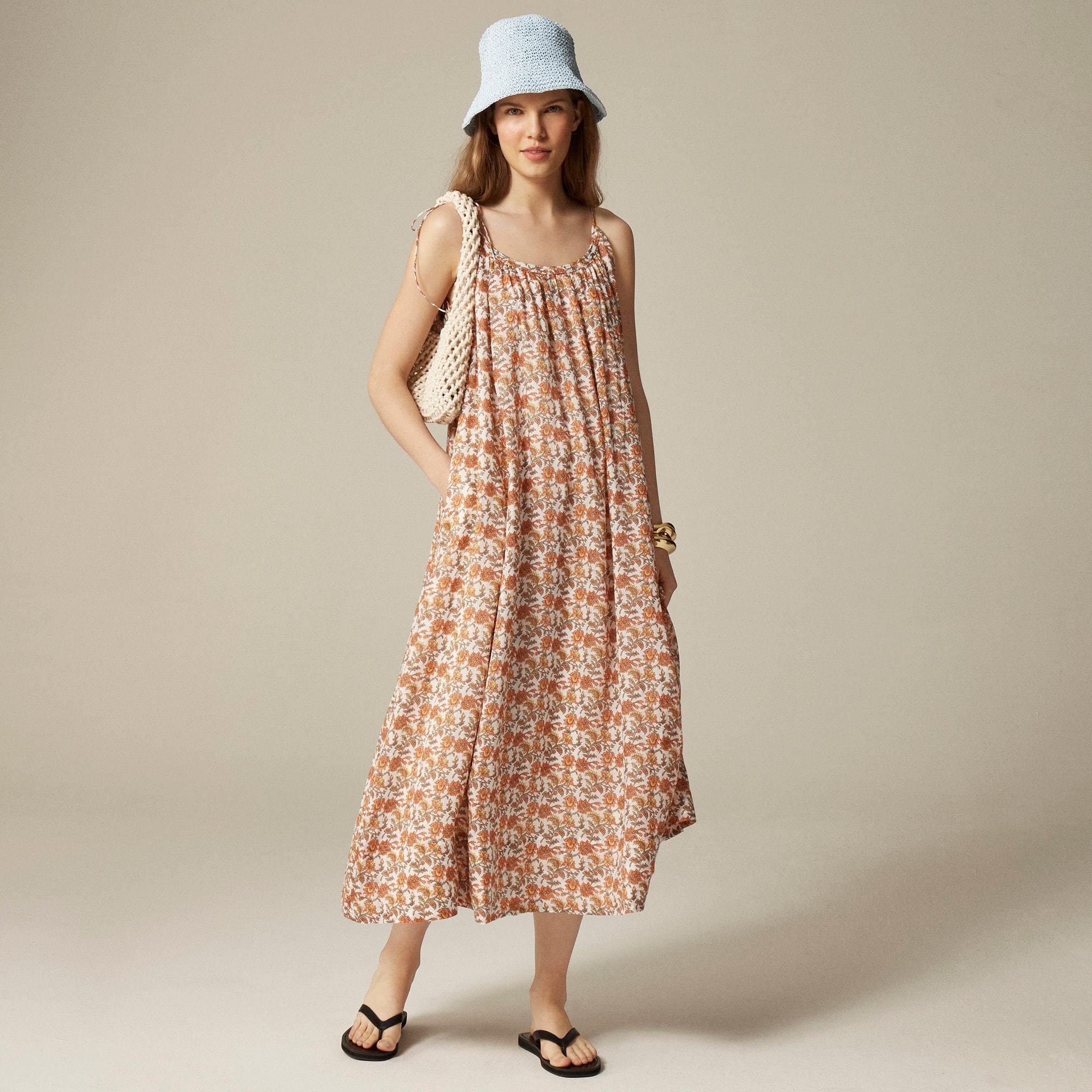 Floaty tie-shoulder dress in ramie Product Image