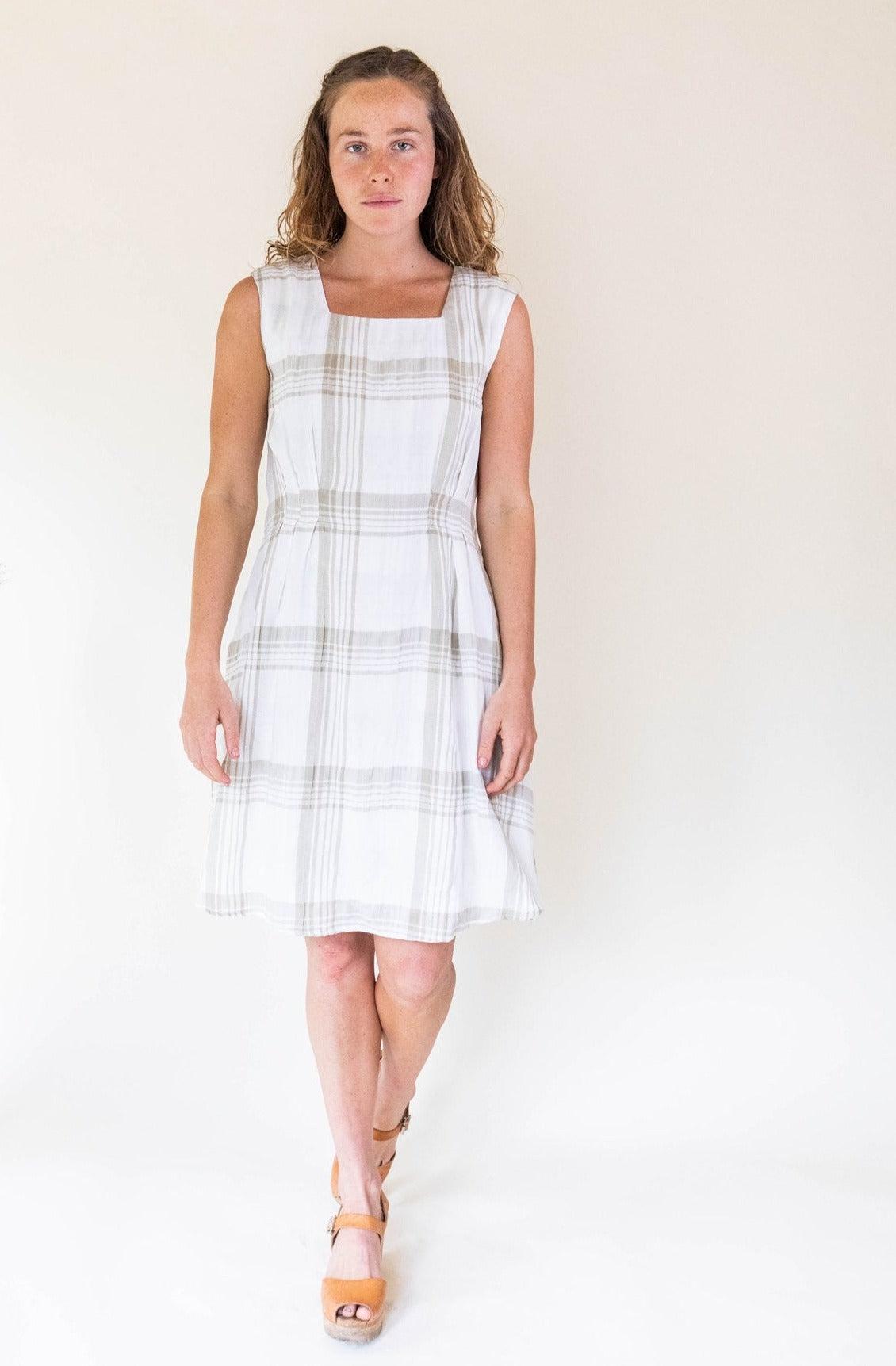 Pleiades Dress in Plaid Ivory Product Image