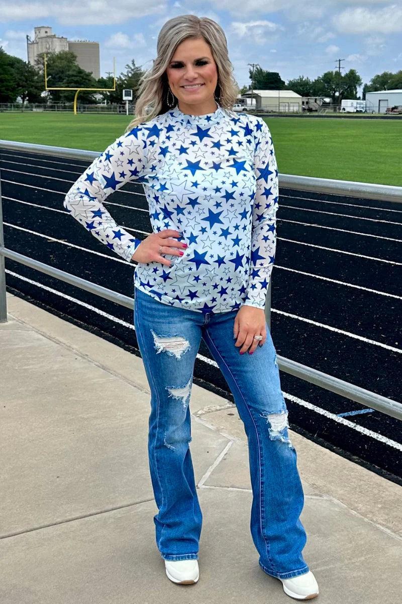 Sterling Kreek Go Team Go Blue Mesh Top Product Image