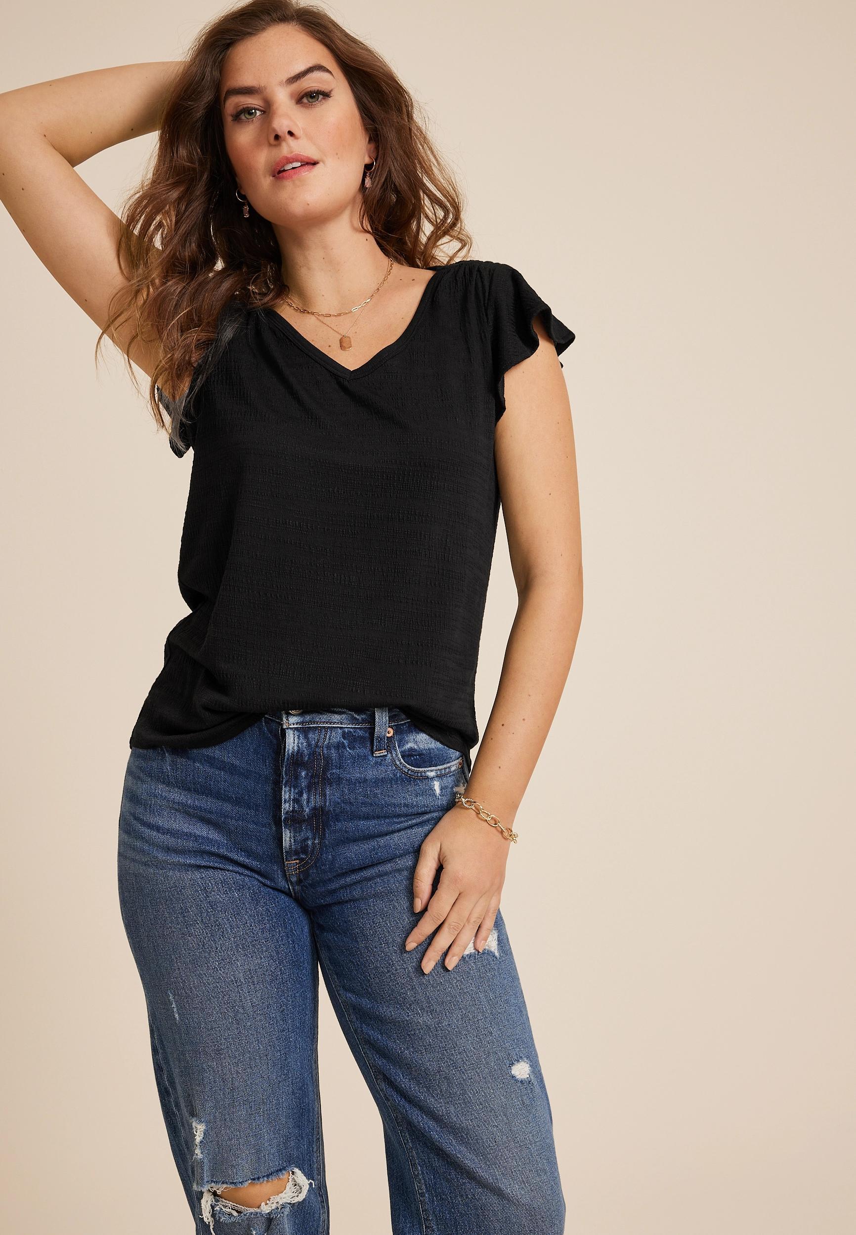 Textured Flutter Sleeve Tee Product Image