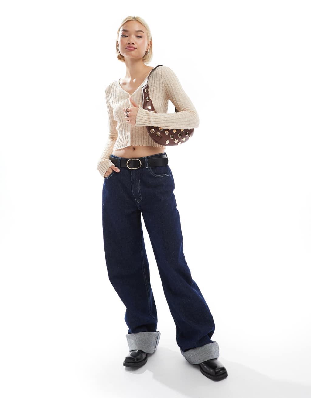 Stradivarius STR light knit cardigan in ecru Product Image