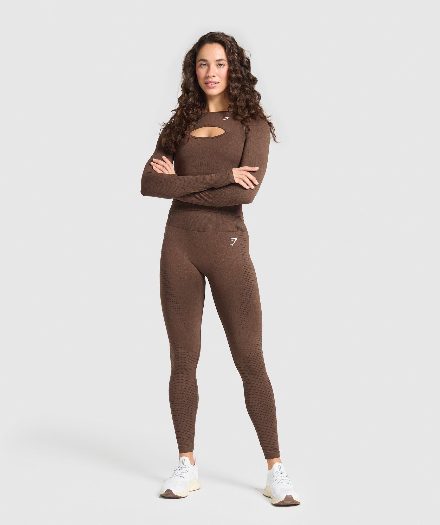 Gymshark Vital Long Sleeve Cut Out Top - Espresso Marl Female Product Image