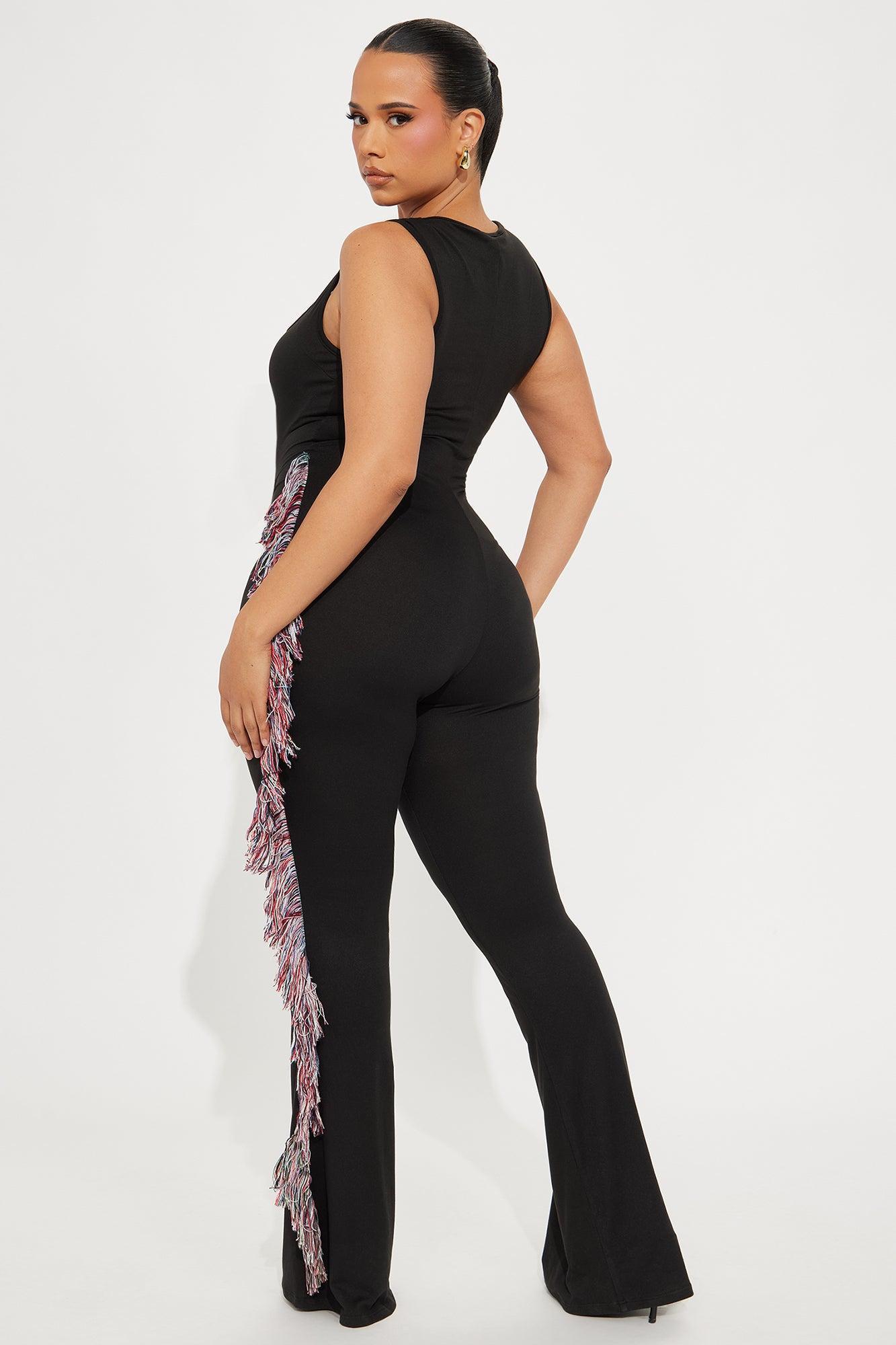 All At Once Fringe Jumpsuit - Black Product Image