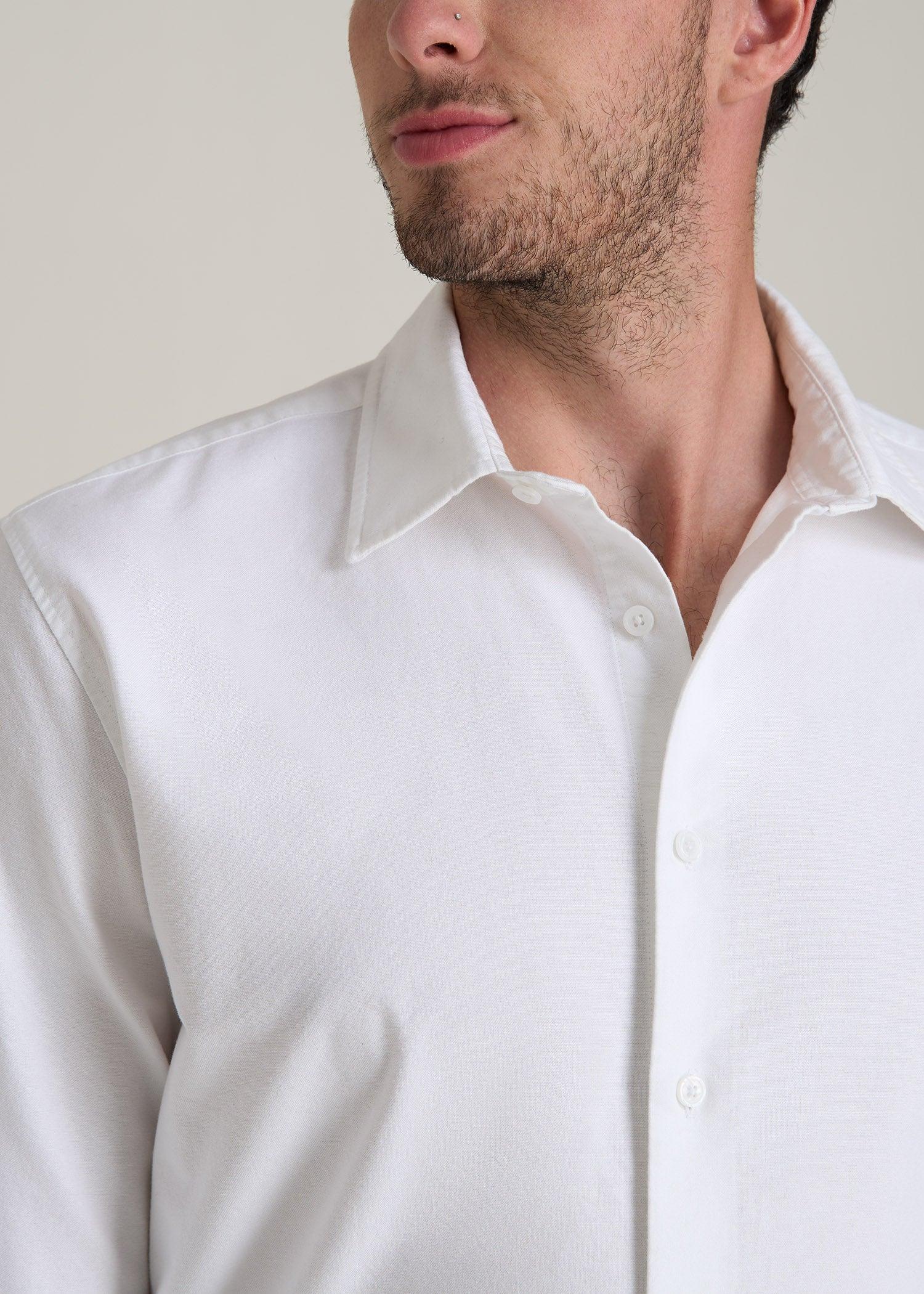 Pinpoint Oxford Shirt for Tall Men in White Product Image