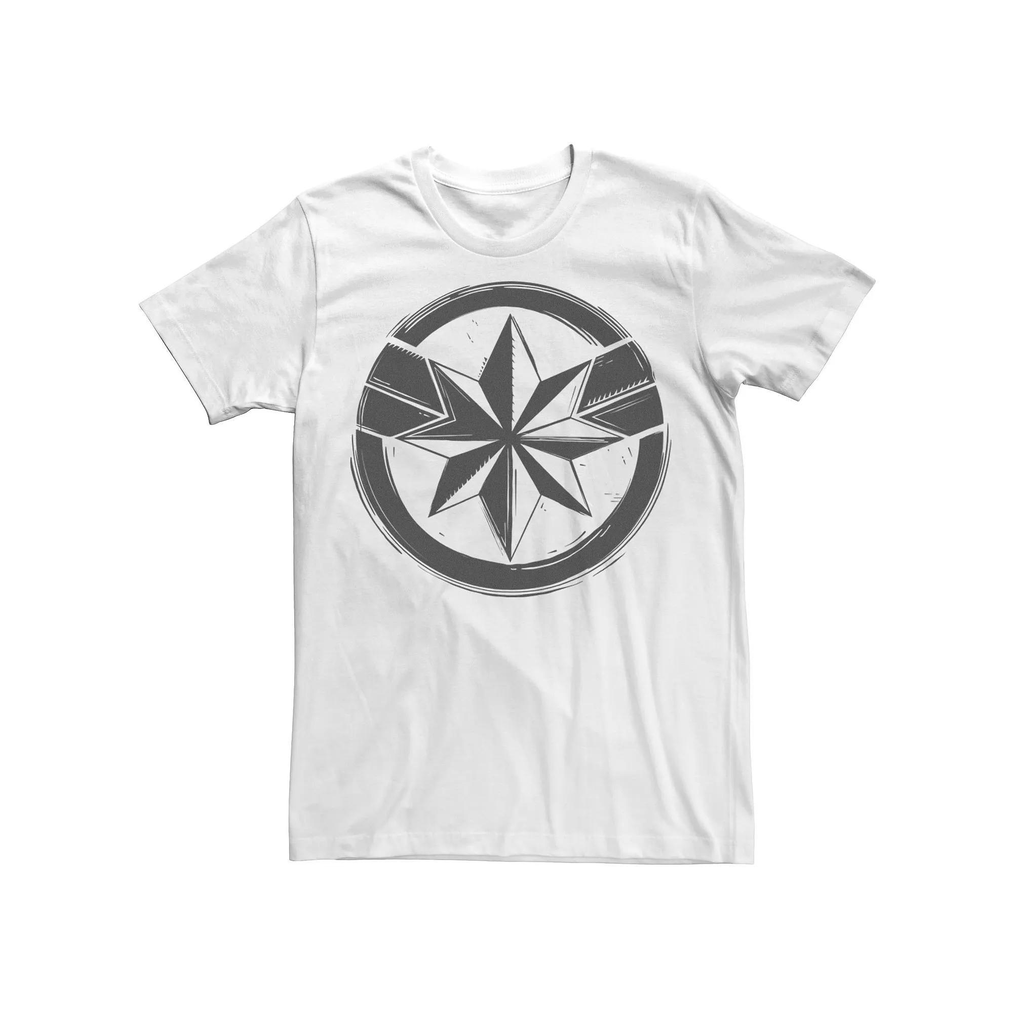 Men's Marvel Captain Marvel Woodcut Symbol Tee, Size: 3XL, White Product Image