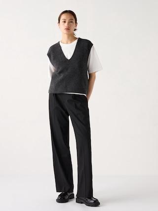 Womens Pleated Wide Pants Tall Black Small UNIQLO US Product Image