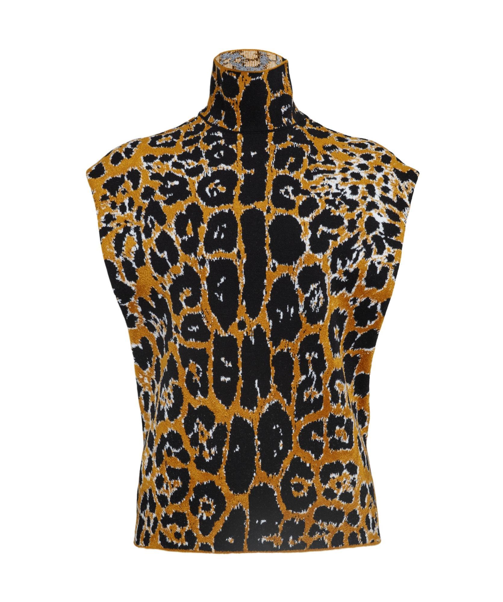 ALAÏA Leopard Print Sleeveless Top In Noir Multicolor Product Image