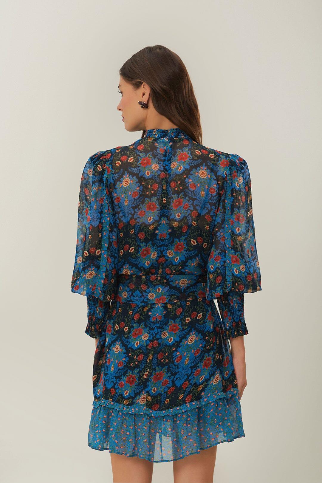Womens Arabesque Floral Highneck Minidress Product Image