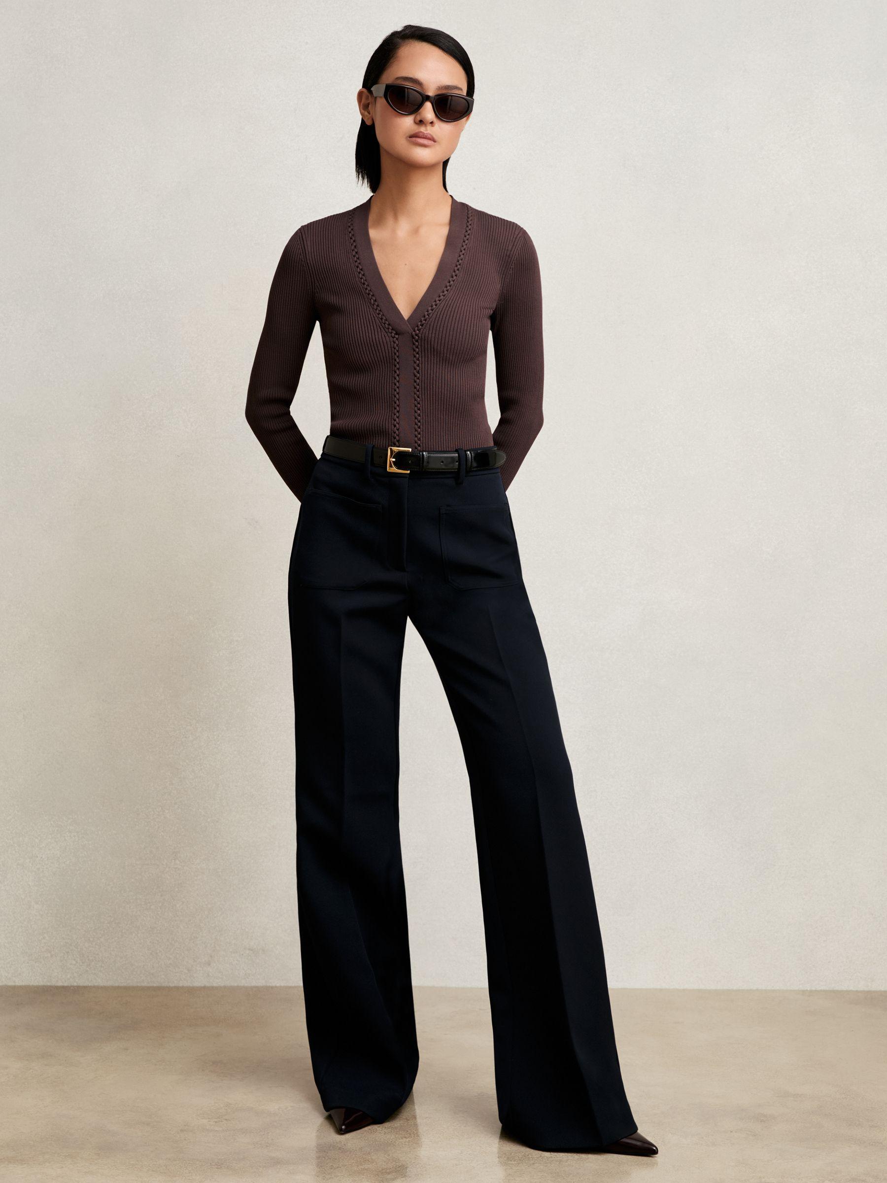 Craft-Stitch Rib-Knit Top in Mocha Brown Product Image
