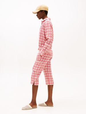 Silk Blend Check Capri Cargo Pant Product Image