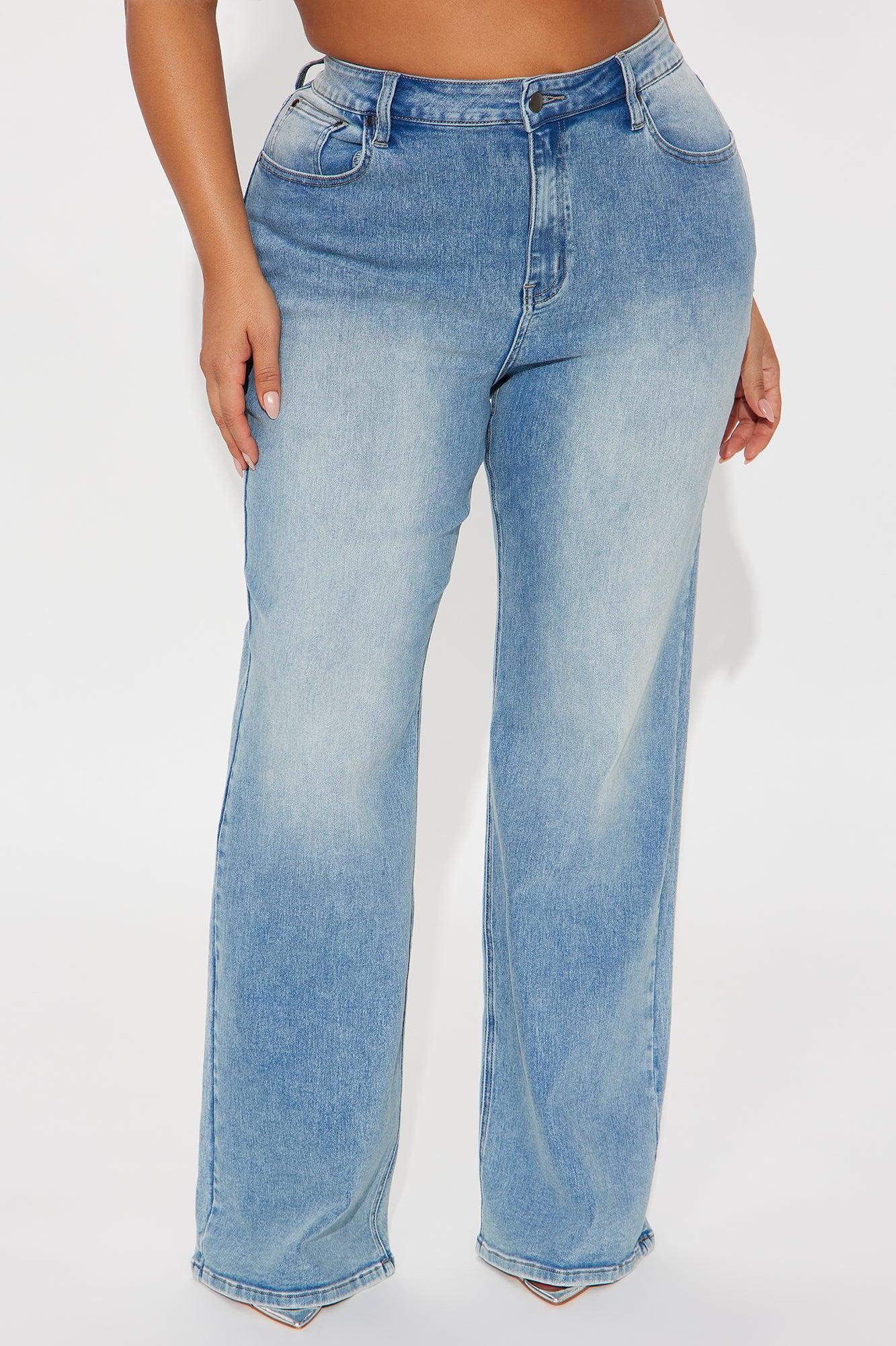 Make My Day Stretch Wide Leg Jeans - Vintage Wash Product Image