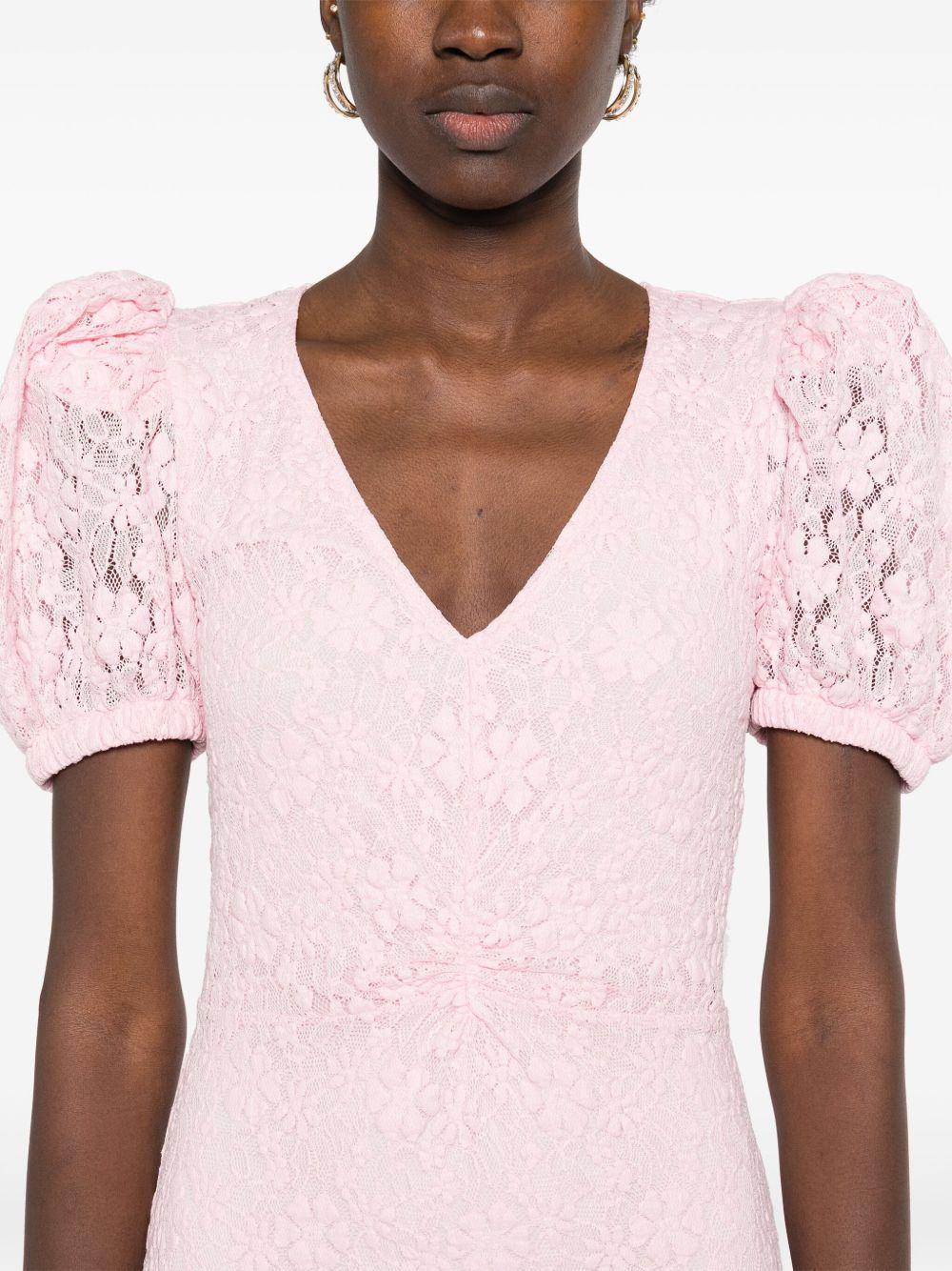 lace puff-sleeve midi dress Product Image