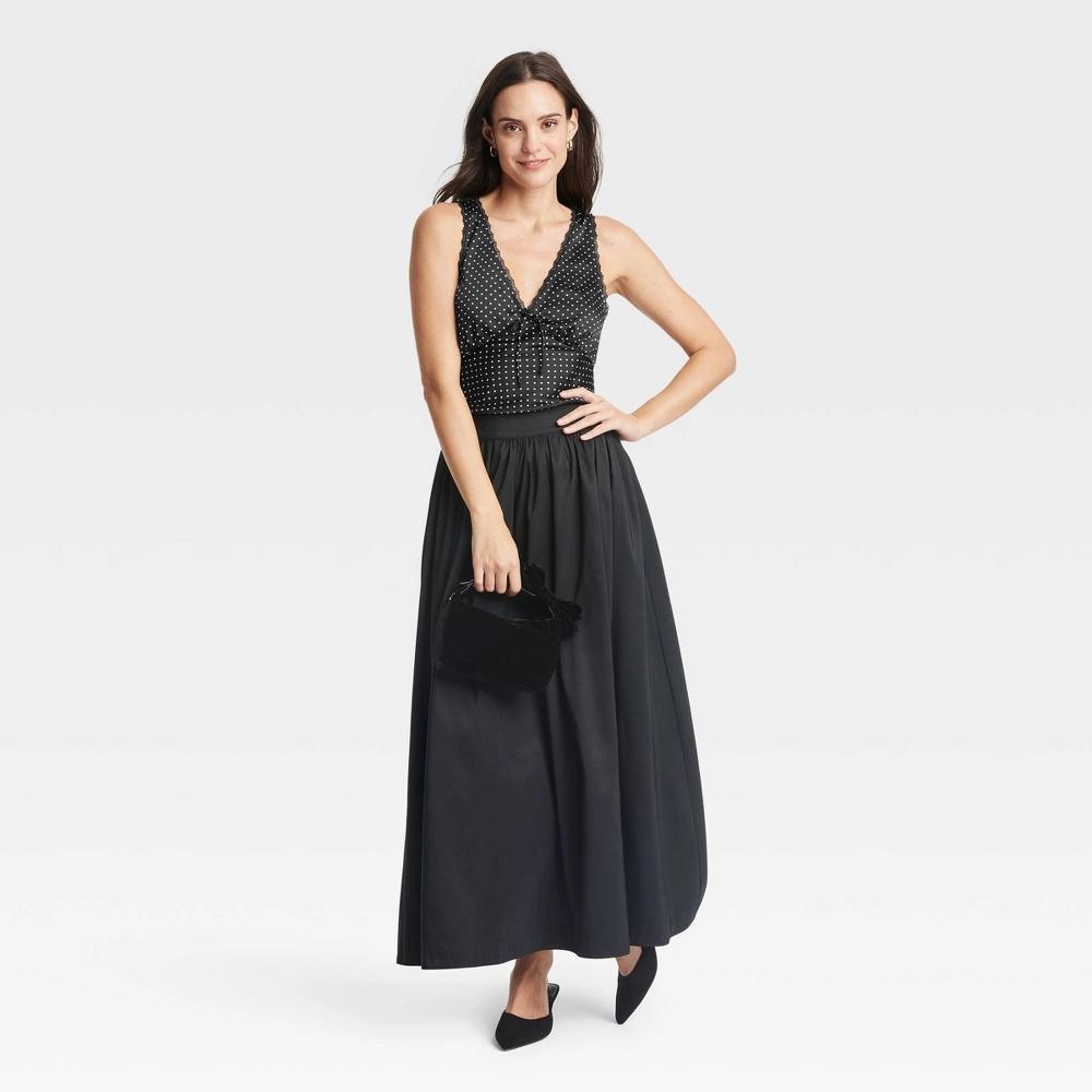 Women's Lace Trim Satin Tank Top - A New Day™ Product Image