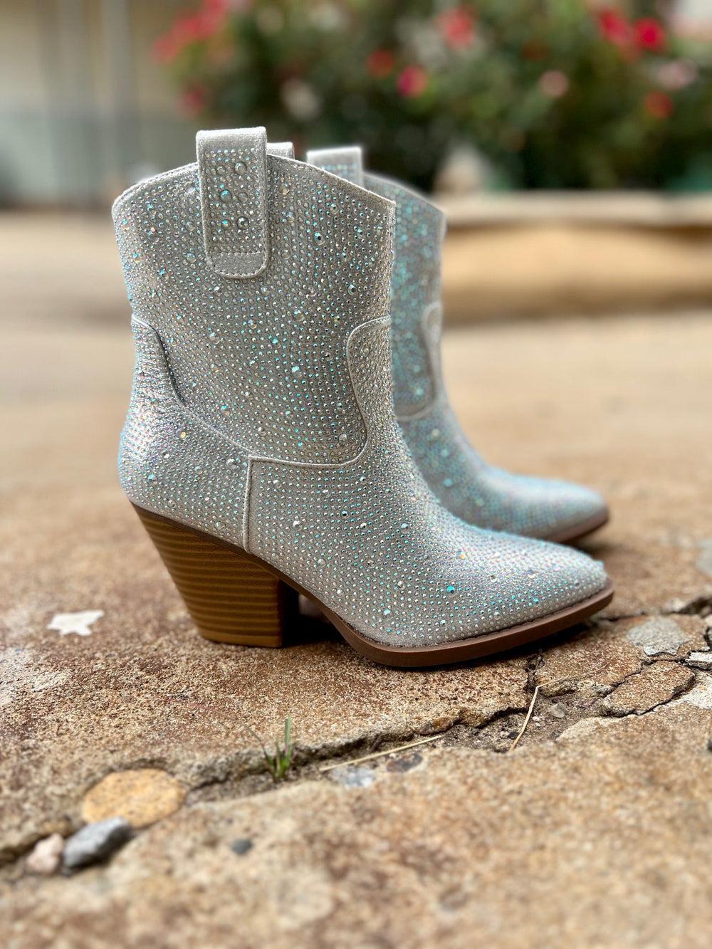 Tres' Rivers Silver Rhinestone Booties* Product Image