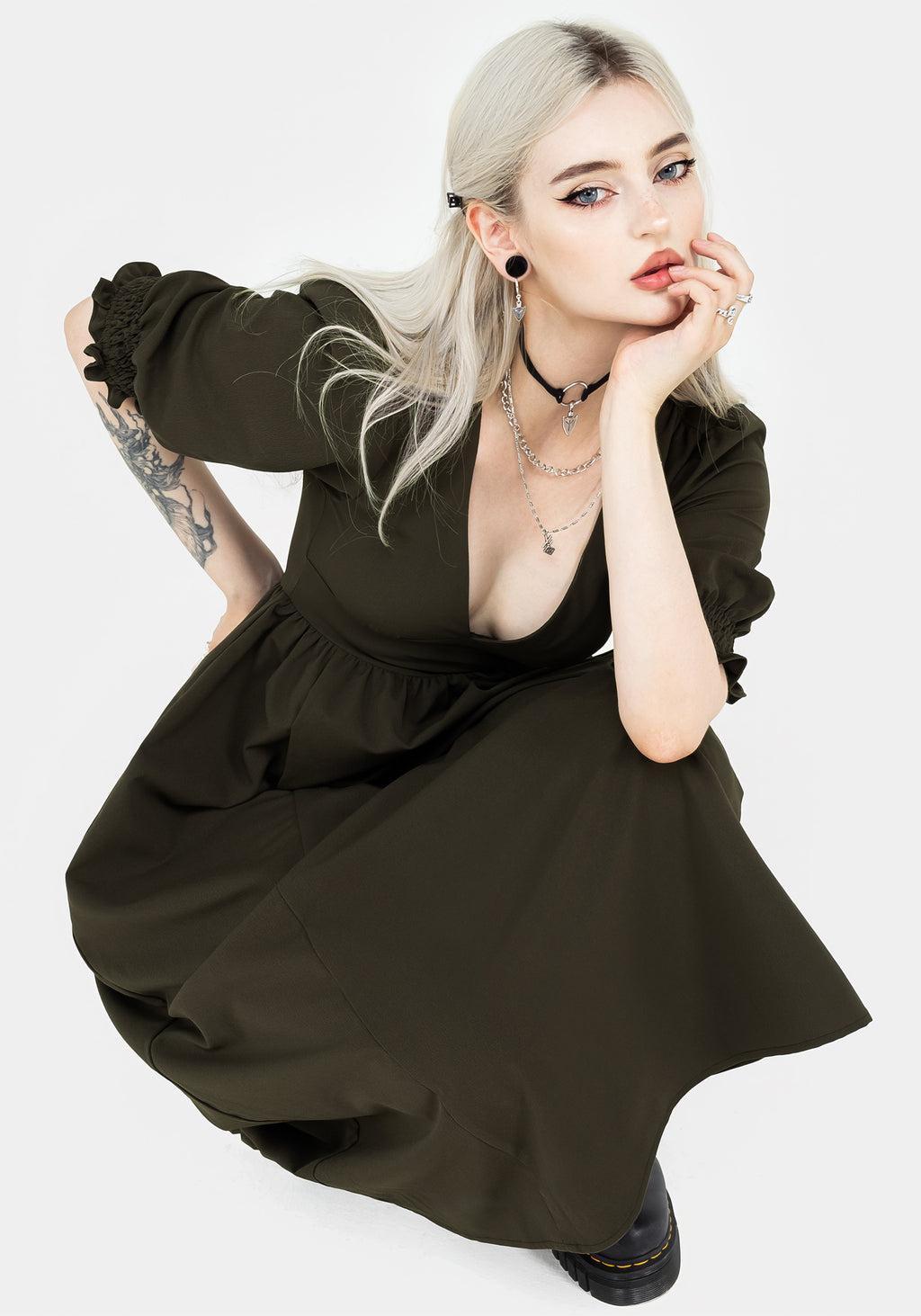 Divination Textured Midi Dress - Green Product Image