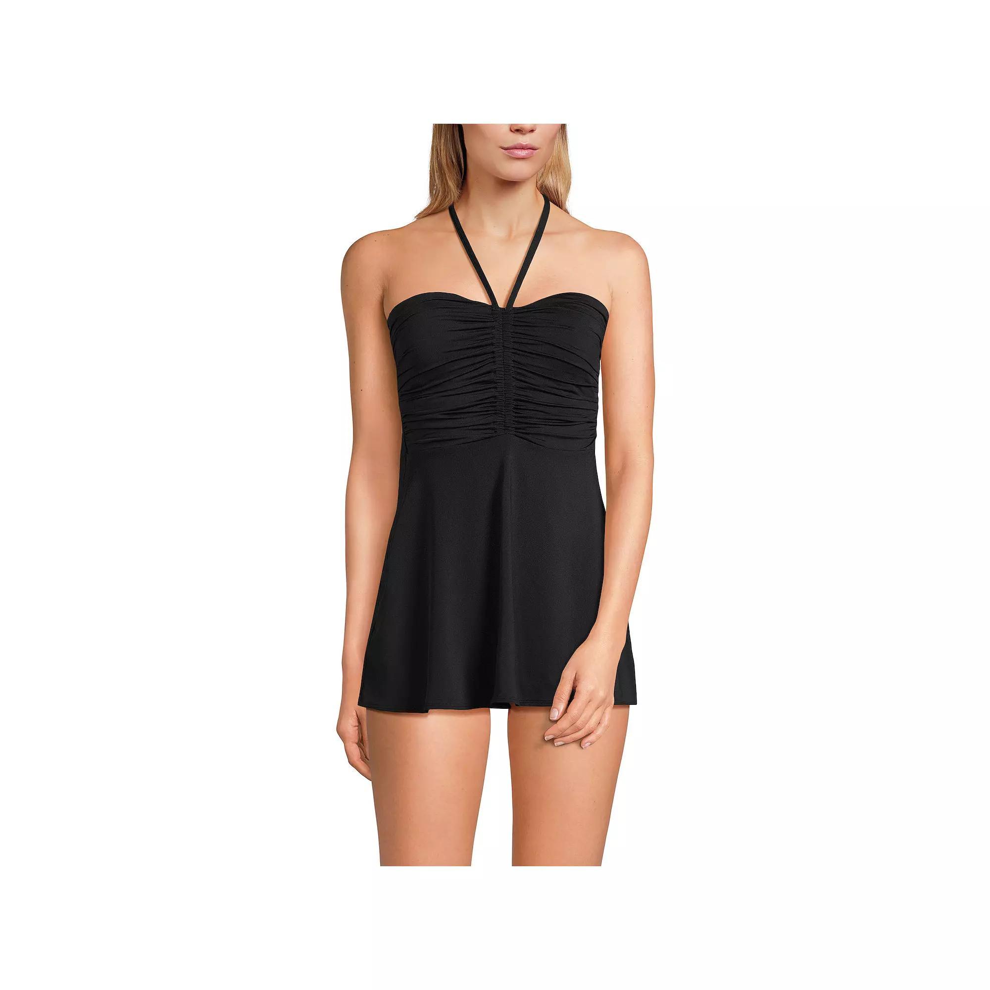 Women's Lands' End Ruched Multi-Way Mini Swim Dress Swimsuit, Size: 14, Purple Olive Ombre Product Image