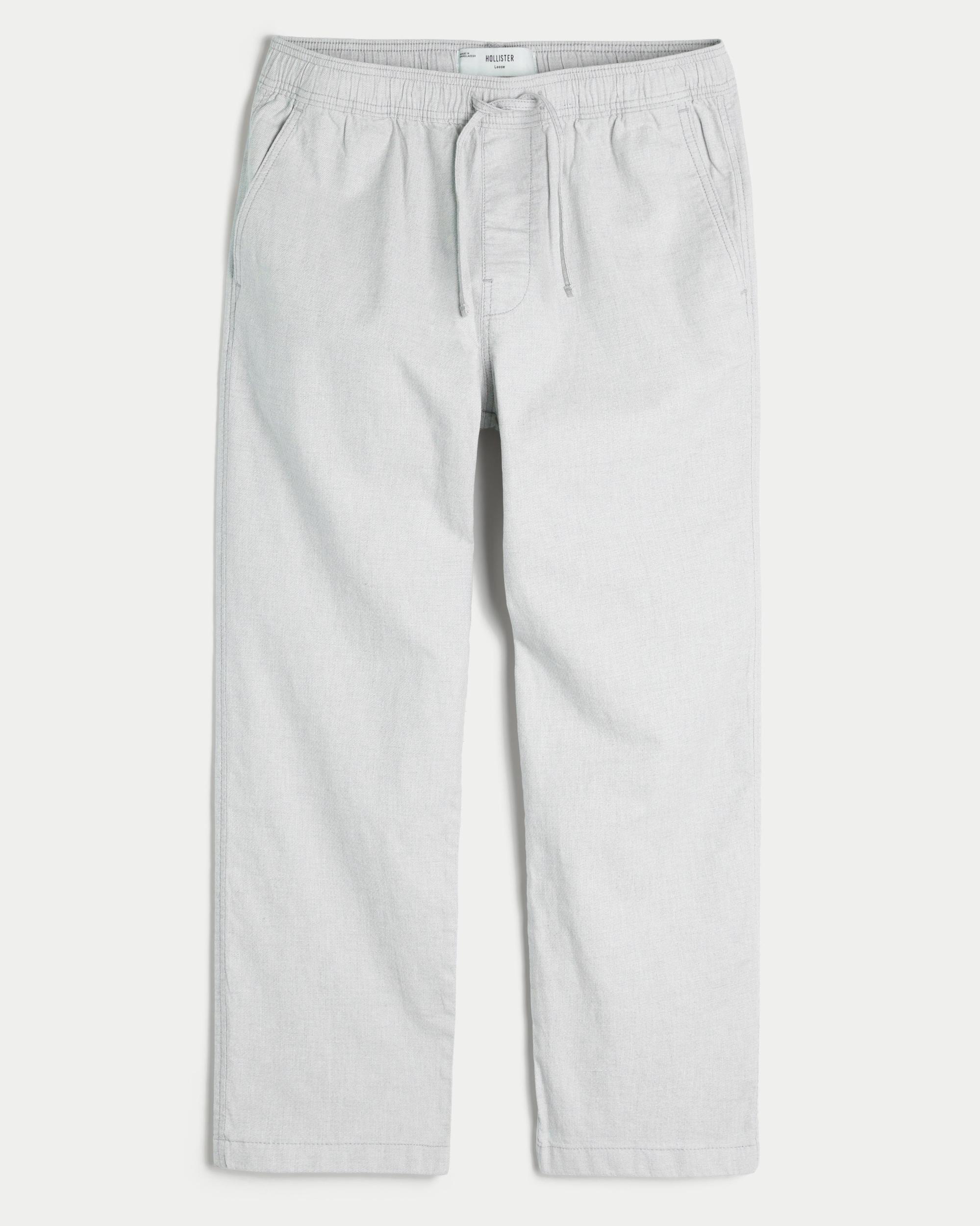 Loose Linen-Blend Pull-On Pants Product Image