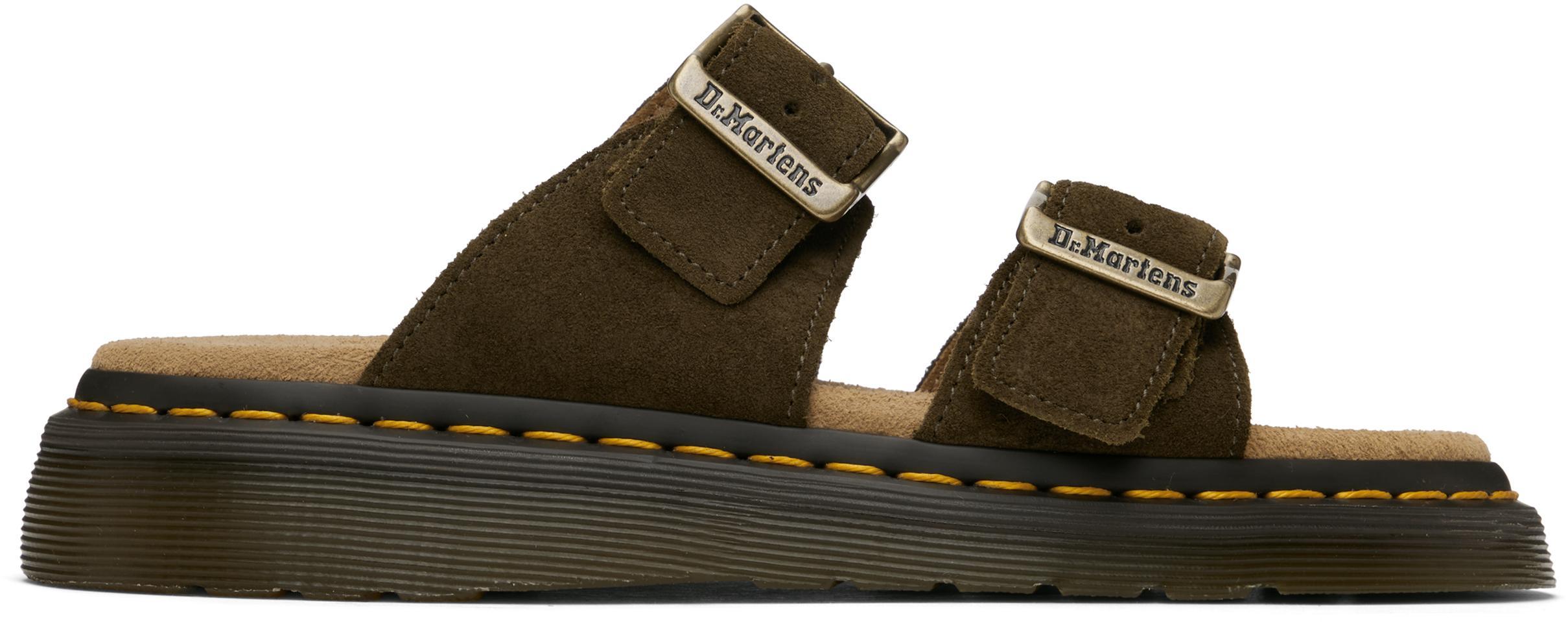 DR. MARTENS' Khaki Josef Suede Slide Sandals In Dms Olive Bronx Product Image